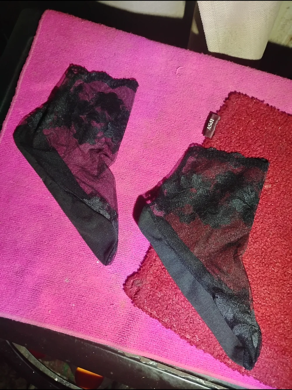 Lacy Sheer New Ankle Footies - Black